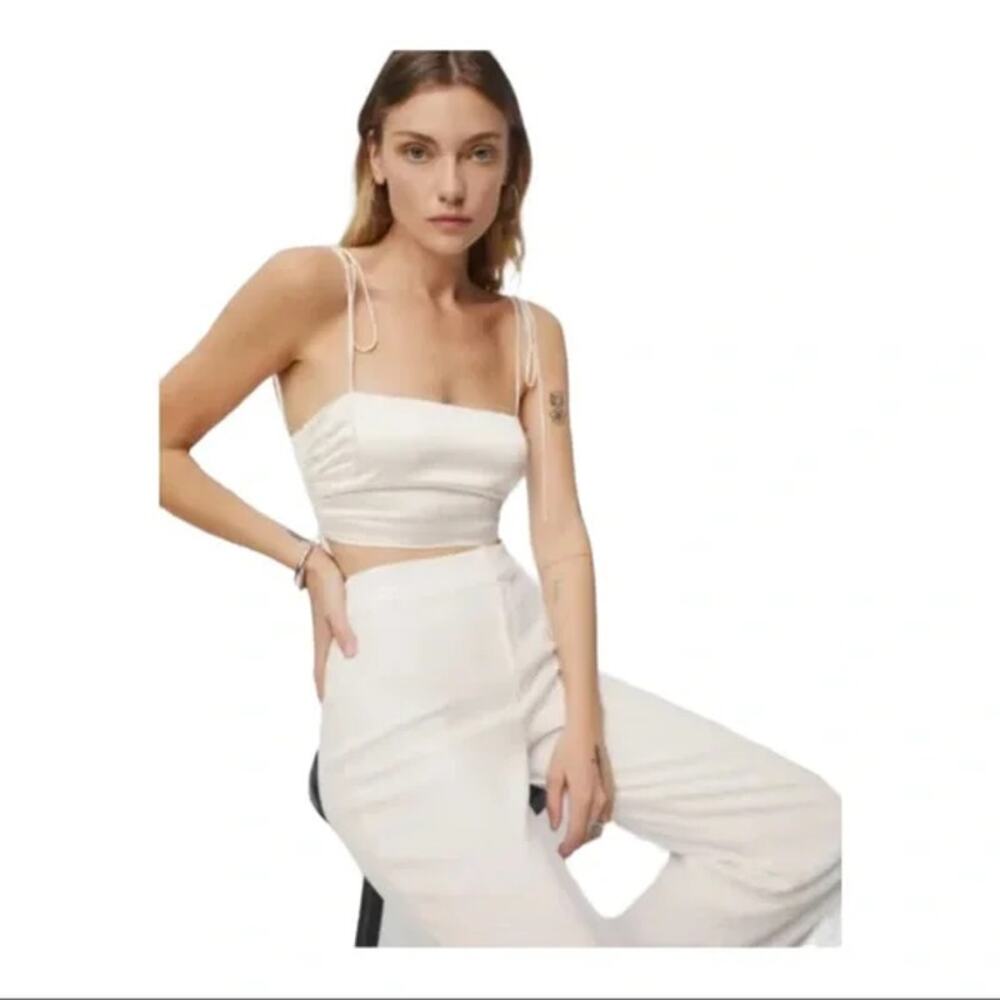 Reformation Pants Womens 6 Faye Lined Wide Leg High Rise Ivory - Picture 3 of 15